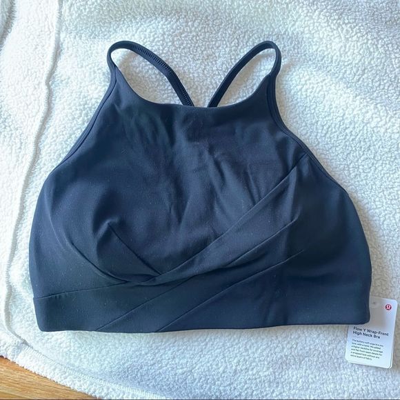 lululemon athletica Other - NWT Lululemon 8 Flow Y Wrap-Front High Neck Bra - Black